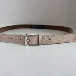 JJ Winters Women's Abby Croco Skinny Belt Stone Hornback Leather Size M